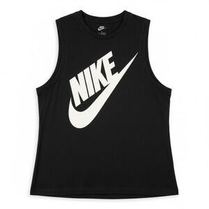 Nike Tank Top Mens Small Black Big Swoosh Logo Sleeveless Muscle Shirt Workout